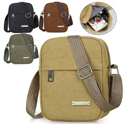 Men's Messenger Bag Cross Body Shoulder Canvas Handbag Utility Travel Work Bag • £5.29