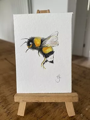 ORIGINAL ACEO Miniature Painting Wildlife/nature: Bee By Lisa EVANS • £4.95