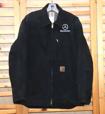 CARHARTT  Mercedes-Benz DENIM JACKET C81 Fleece Lined Black Mens M Reg EXC+! • $145.71