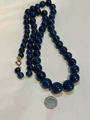 Vintage Chunky Blue Lapis Lazuli Long Bead Necklace • £10