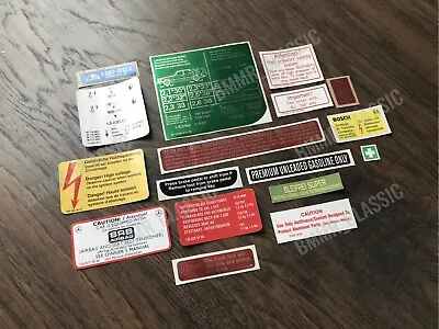 W126 380 500 SE SEL SEC Mercedes Info Stickers Engine Bay Decal Set Restoration • $26