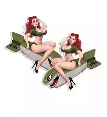 Blown Away Pin Up Sexy Vintage WW2 Babe Sticker Nose Art Truck Decals 2 Pack • $4.99