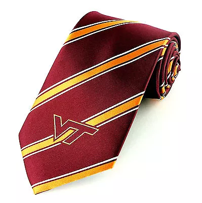 Virginia Tech Hokies Mens Necktie College University Logo Striped Red Neck Tie  • $29.95