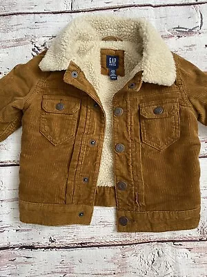 Gap Baby Boy Brown Corduroy Fleece Lined Jacket Age 18-24 Months • £3.99