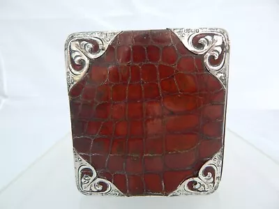 Beautiful Antique English Sterling Silver Mounted Art Nouveau Leather Card Case • $75.80