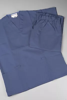 Medical Unisex Scrub Suit With Top & Trouser Included - Mid Blue - 2XL • £9.95