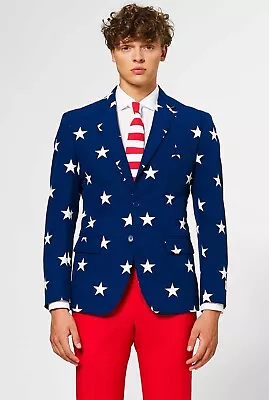 Opposuits Men's Jacket/ Blazer Royal Blue With Stars Size US44 • $35