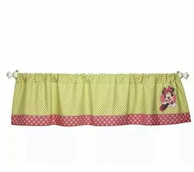 Disney Minnie Mouse Petal Perfect Window Valance Curtain Green Polka Dot#9698 • $19.99