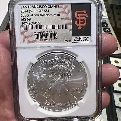 2014 (S) Silver Eagle NGC MS-69 MLB San Francisco Giants Label • $69