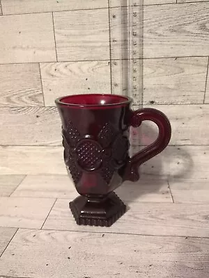 Avon Cape Cod Ruby Red Glass 5  Footed Mug Vintage Coffee Tea Collectible • $9.99