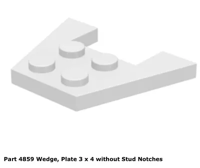 LEGO 1x 4859 White Wedge Plate 3 X 4 W/o Stud Notches Fine Futuron 6885 Space • $5.09