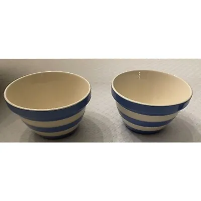 2 Cornishware Bowls Original Blue White Pudding Basin By T.G. Green 20oz Striped • $76.71