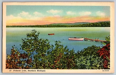 Northern Michigan - View Of Pickerel Lakes -Linen - Vintage Postcard - Posted • $4.58