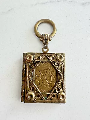 Vintage SWEET ROMANCE U.S.A. Brass Book Locket Charm • $24