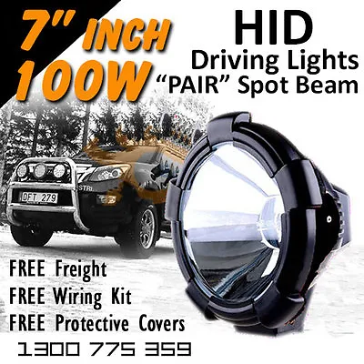 HID Xenon Driving Lights - 7 Inch 100w Spot Beam 4x4 4wd Off Road 12v 24v • $260.31