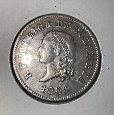 1886 Colombia 5 Centavos World  Coin • $3.75