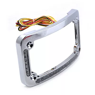 LED License Plate Frame W/ Brake OR Turns - Black Finish Dual Curved For Motorcy • $73.37