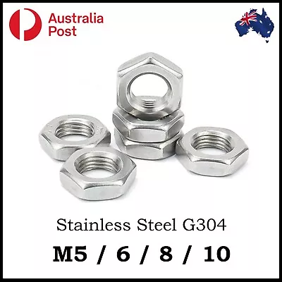 M5 M6 M8 M10 Thin Half Hex Nut S Jam Screw S Metric Course Stainless Steel G304 • $9