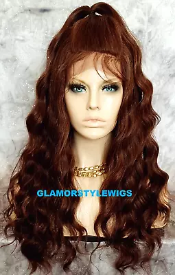 Lace Front Full Wig Long Wavy Layered U Part Brown Auburn Mix Heat Ok Nwt • $79.95