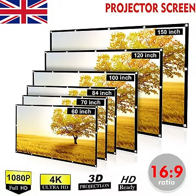 Foldable Portable Projector Screen 16:9 HD Outdoor Home 3D Movie Cinema Theater • £6.99