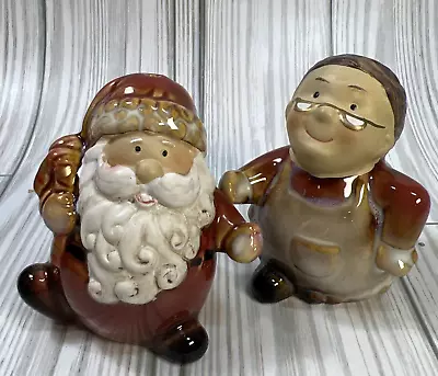 Vintage Ceramic Mr. & Mrs. Claus Salt & Pepper Shakers Holiday Christmas 2 7/8” • $15.98