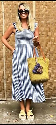 Mister Zimi Abbie Midi Maxi Dress In Blue Stripe Size 6 • $150