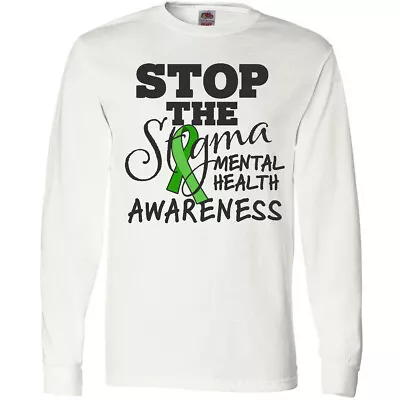 Inktastic Mental Health Awareness Stop The Stigma Long Sleeve T-Shirt Ribbon I • $19.99