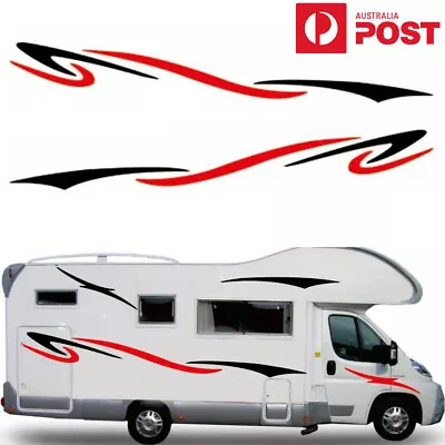 For Caravan Travel Trailer Camper Van Stripes Graphics 2Pcs Side Vinyl Stickers • $41.39