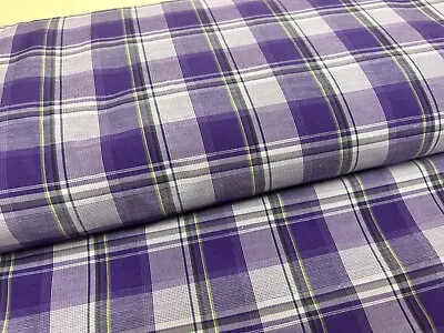 Tartan Check Cotton Material Dress Craft Skirt Fabric Material 150cm Wide Blue • £2.99