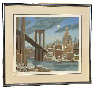 Thomas McKnight  Brooklyn Bridge   Pencil Signed And Numbered Lithograph 1980 • $995