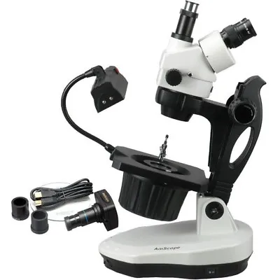 AmScope 3.5X-90X Advanced Jewel Gem Microscope + 5MP Digital Camera • $1848.99