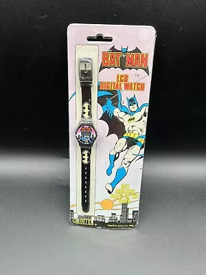 Vintage 1989 BATMAN LCD DIGITAL WATCH Quintel Glows In Dark DC Comics Sealed New • $15