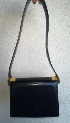 St. John Womens Handbag Gold Black Patent Logo Gold Hardware Shoulder Bag • $79.99