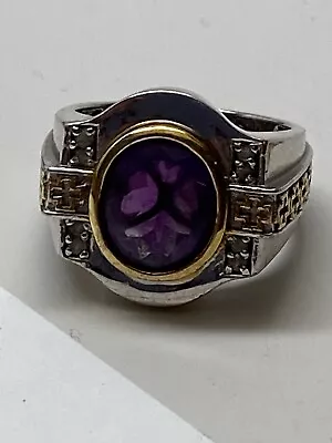 Men's En Vogue II 3.98ctw Amethyst And White Sapphire Cross Detail Ring Size 9 • $179