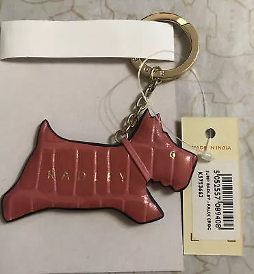 £12.99 • Buy Radley Jump Stripe Pink  Faux Crocodile  Leather  Keyring In Packaging BNWT