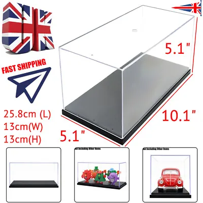 UK Clear Display Box Acrylic Case Plastic Base Protection Toy Dustproof 26x13x13 • £17.99