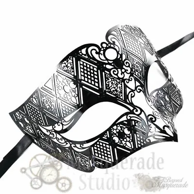 Mens Masquerade Ball Mask Simplistic Filigree Light Metal Mardi Gras Venetian • $19.95