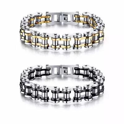 Stainless Steel Biker Chain Bracelet Mens Bracelet Link Chain Motorcycle Bicycle • $11