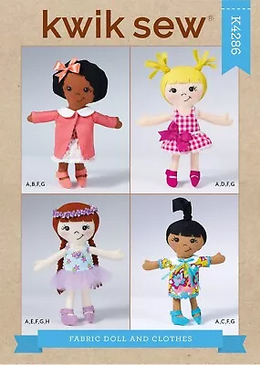 Kwik Sew Sewing Pattern 4286 Stuffed Cloth Rag Dolls Approx 30cm Tall & Clothes • $12