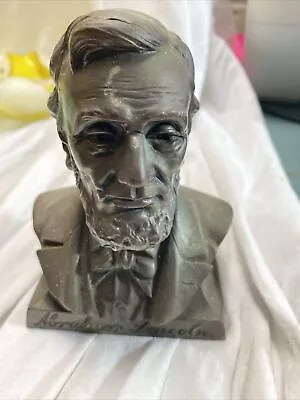 VTG Abraham Lincoln Bust Cast Metal Coin  Bank THE LINCOLN NATIONAL BANK -NJ • $15.99