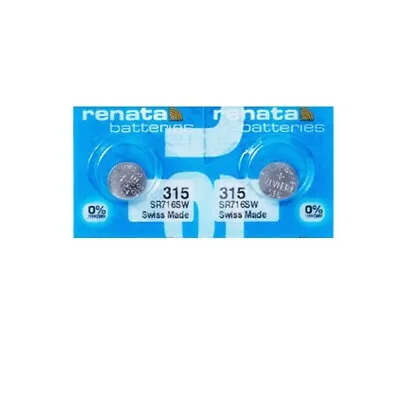 2 X Renata 315 1.55v Watch Cell Batteries SR716SW Mercury Free Silver Oxide • £3.77