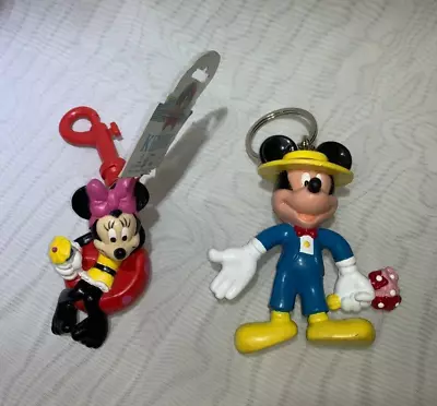 Vintage Disney Mickey Mouse Key Chain & Minnie Mouse Bag Clip (New) • $14