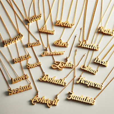 Jewelry Signature Name Necklace 18K Gold For Woman Mom Girl With Gift Bag Xmas • $17.49