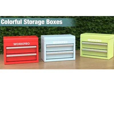 WORKPRO Mini Metal Tool Box With2 Drawers And Top Storage Multi-Color W/Locking • $48.99