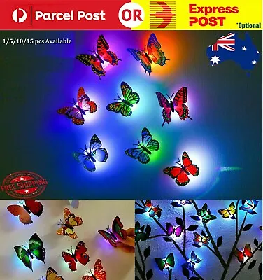 3D Butterfly Home Room LED Light Art Design Decal Wall Sticker Wall Decor Party  • $11.99