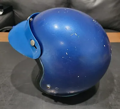 Vintage Shoei Helmet 1975 Rare Blue S-22 With  Bubble Visor Sz Large • $64.99