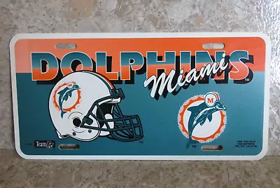 VTG NFL Tag Express Miami Dolphins 1995 90s Football License Plate Plastic Logo • $14.99