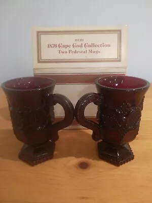 Vintage Avon Cape Cod Glassware Footed Mugs. 2 Mugs With Original Box • $5