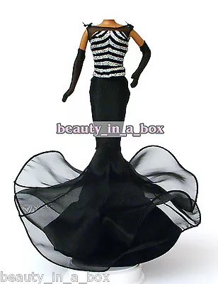 Celebrity Mermaid Ball Gown Black Silver Fashion For Barbie Doll • $26.99