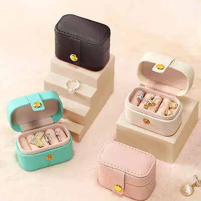 Mini Portable Jewelry Box Organizer PU Leather Jewelry Case Travel Storage • $8.36